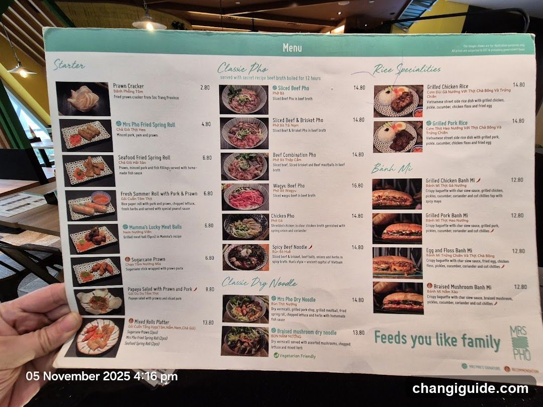 Mrs Pho Menu
