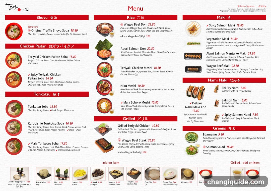 Tortilla Soba Menu