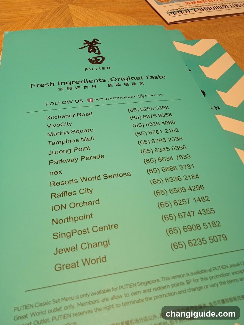 PUTIEN Restaurant Menu