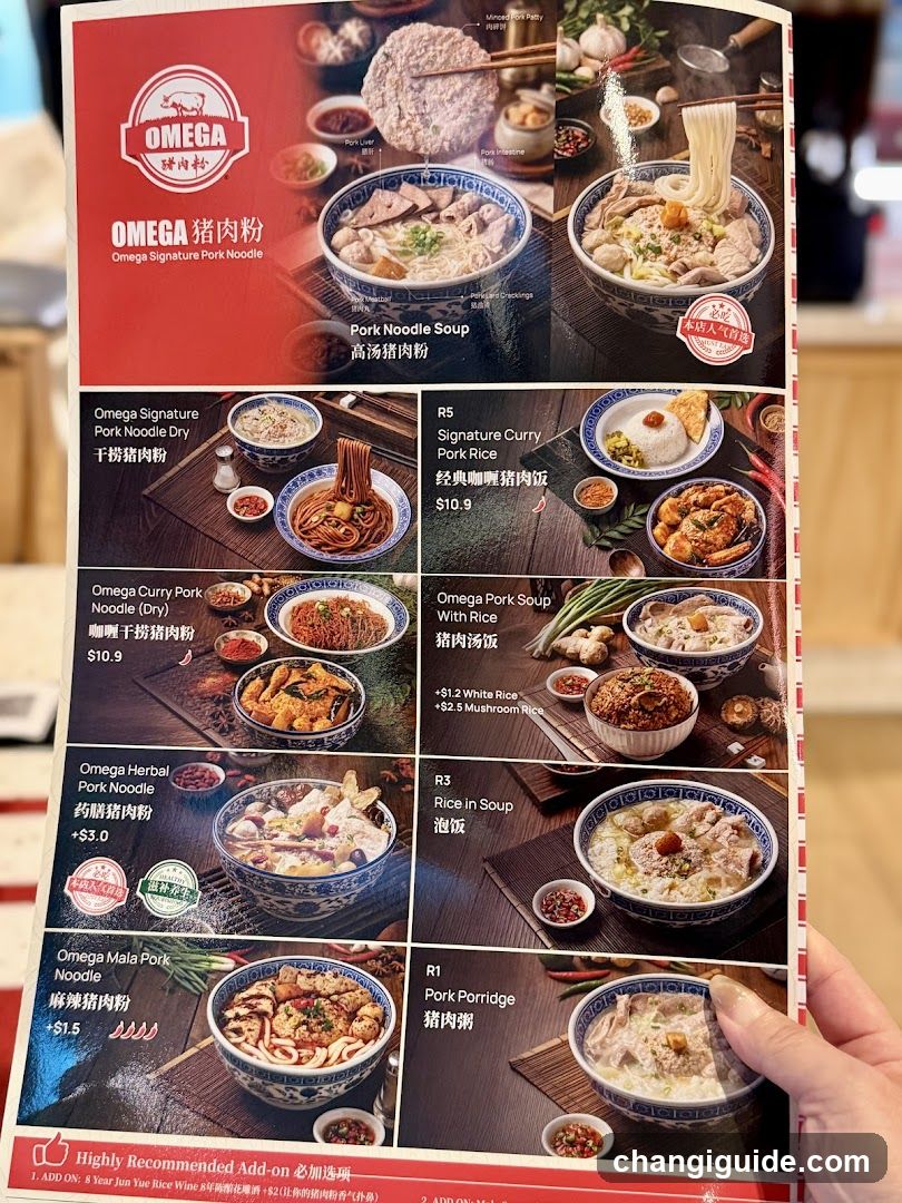 Omega Pork Noodle Menu
