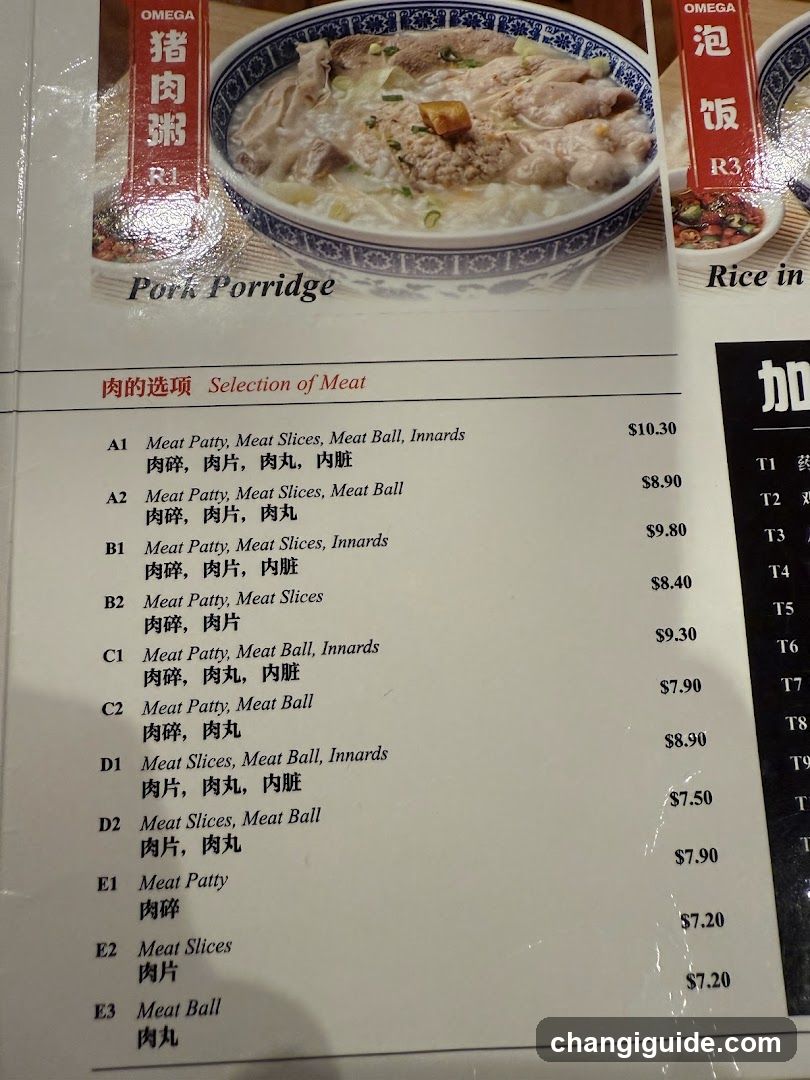 Pork Porridge and Meat Selection Menu