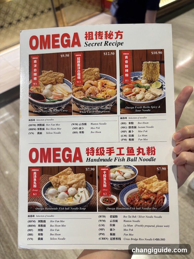 OMEGA Secret Recipe & Handmade Fish Ball Noodle Menu