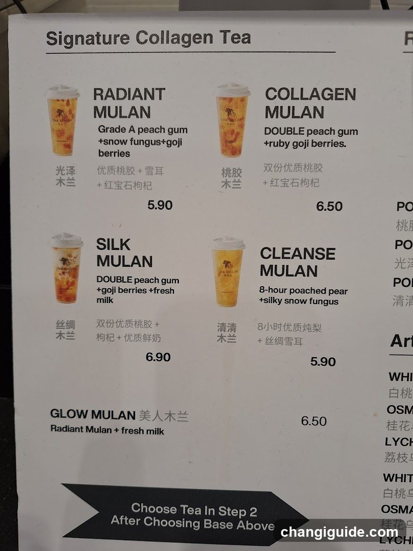 Signature Collagen Tea Menu