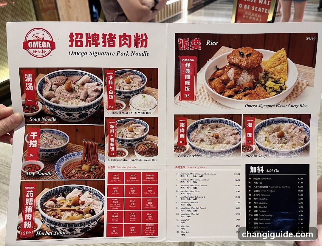 Omega Signature Pork Noodle Menu