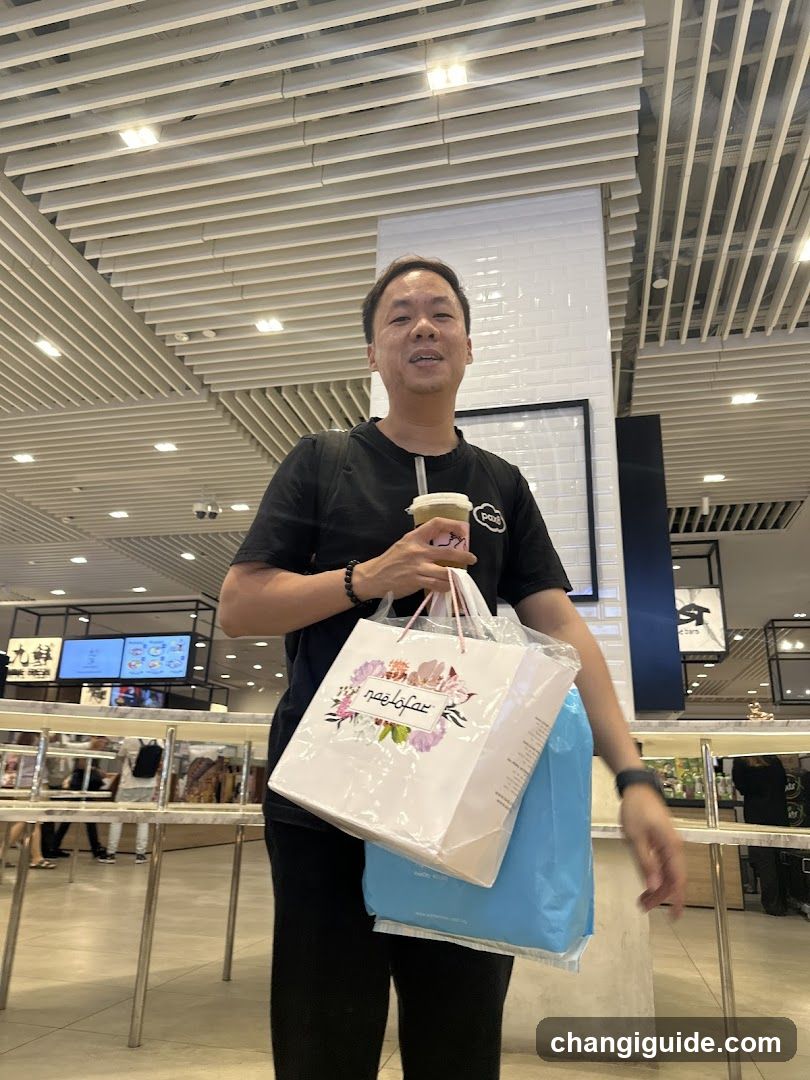 Man holding shopping bags in mall