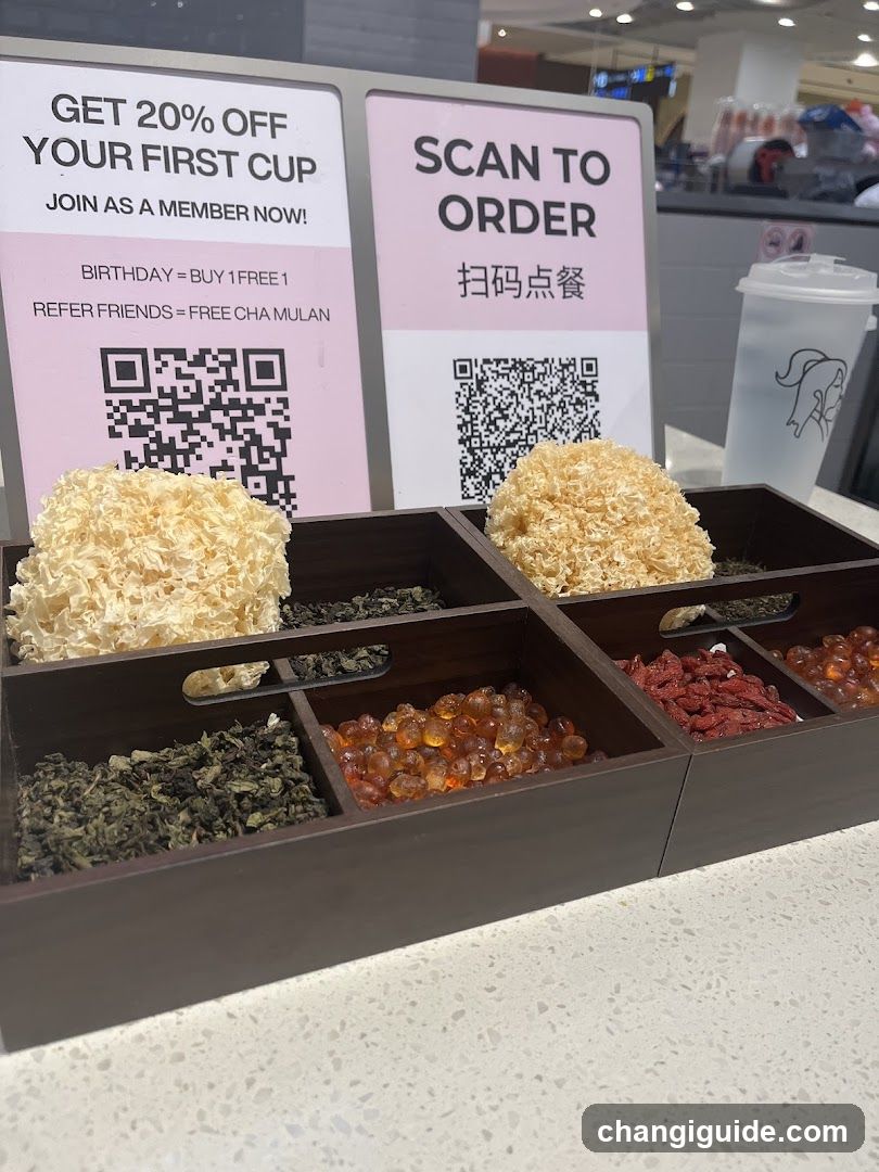 Tea Ingredients Display with QR Codes