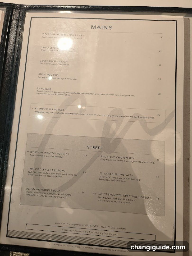Main and Street Menu