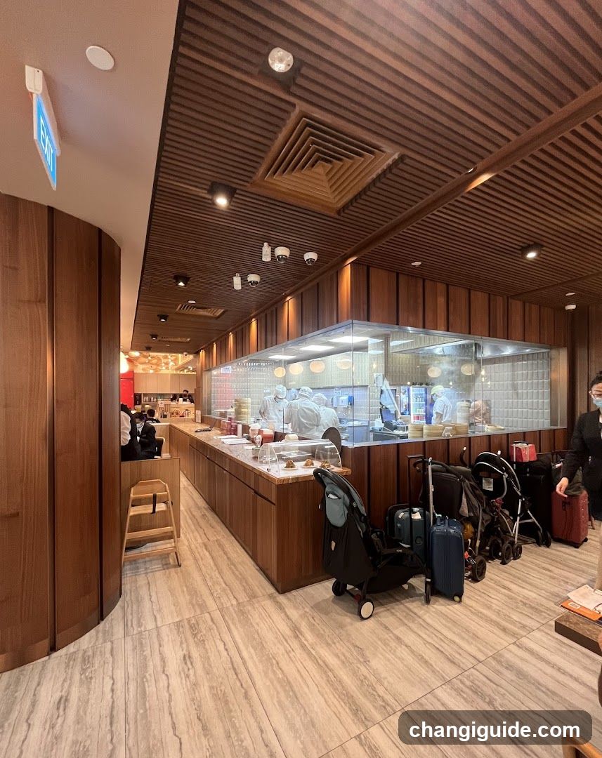 Restaurant Interior with Kitchen View