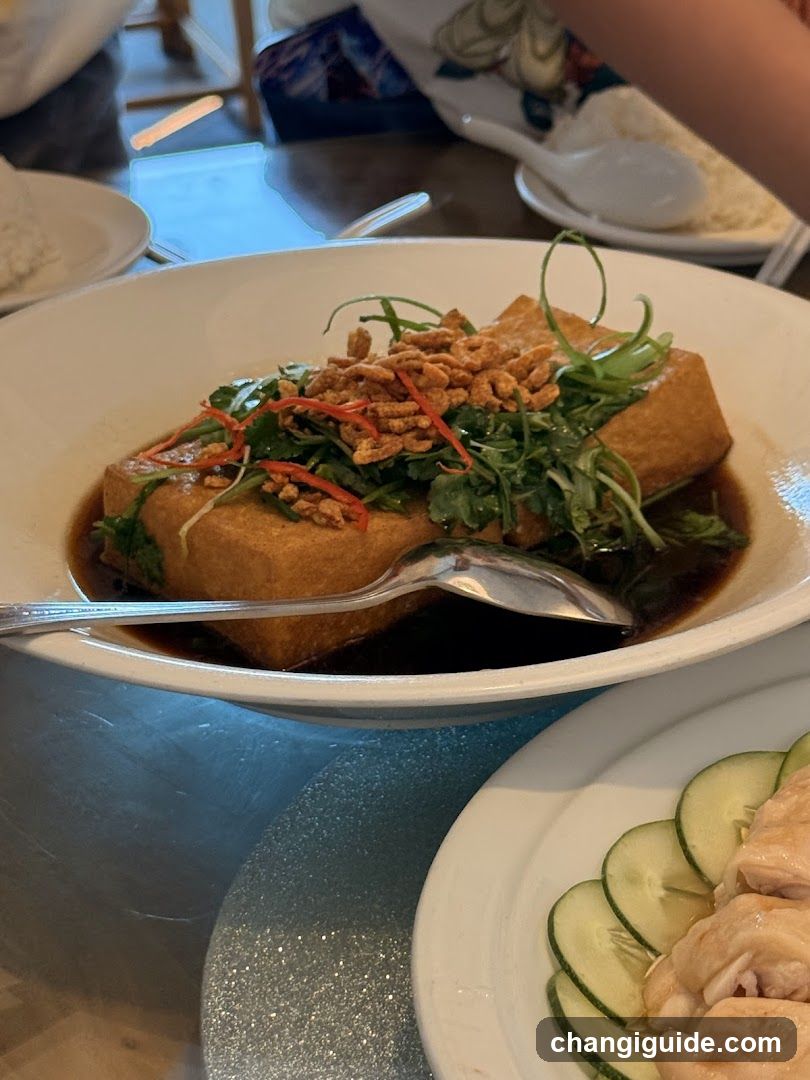 Dish with tofu and greens