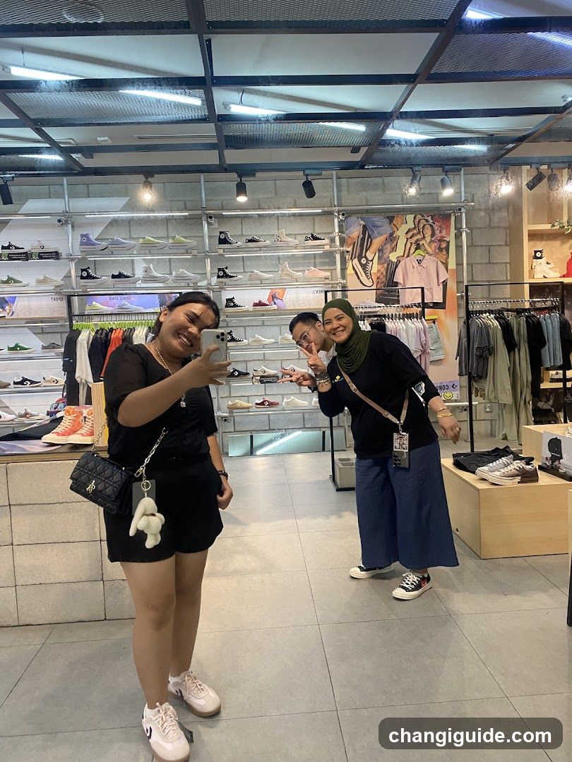 Shoe Store Interior with Staff and Customers
