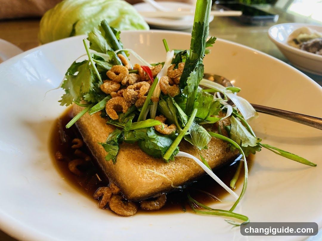 Steamed Tofu with Crispy Shallots and Cilantro