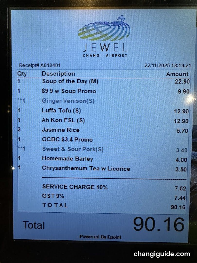 Jewel Changi Airport Receipt
