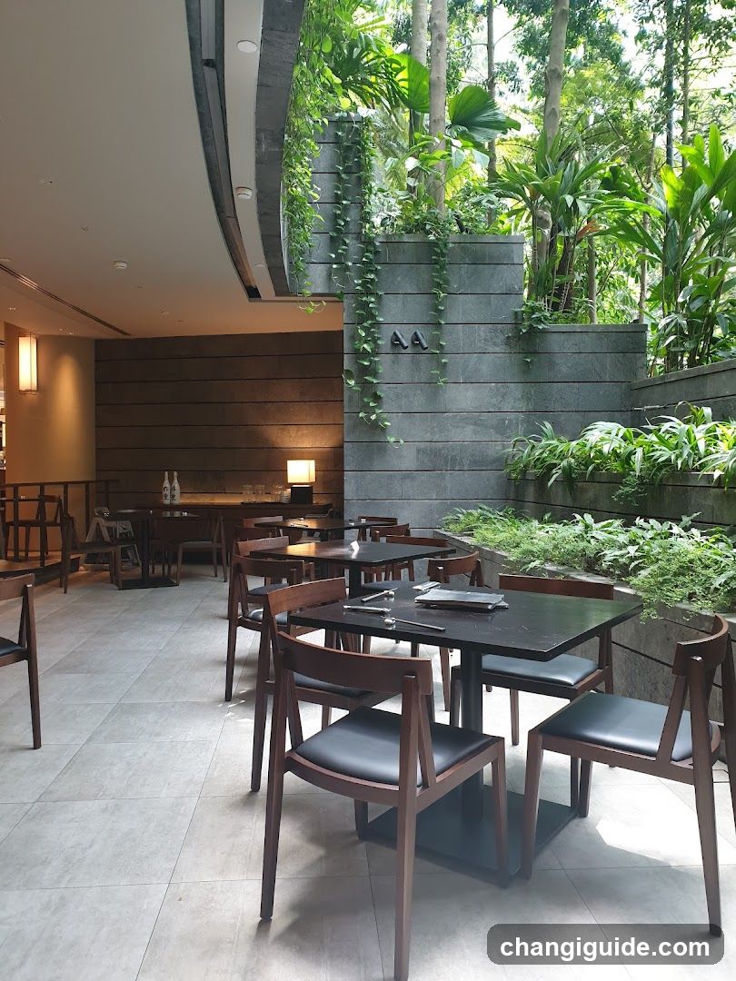 Restaurant Interior with Garden View