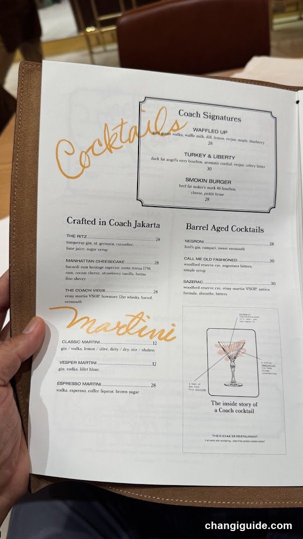 Coach Cocktails Menu