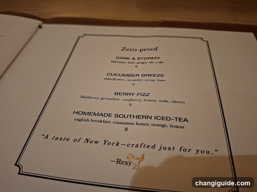Zero-proof Cocktails Menu