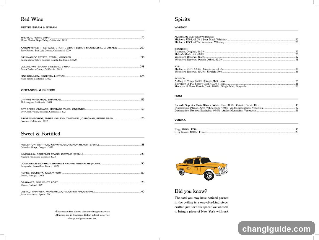 Wine List Menu