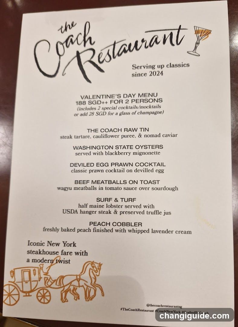 The Coach Restaurant Valentine's Day Menu
