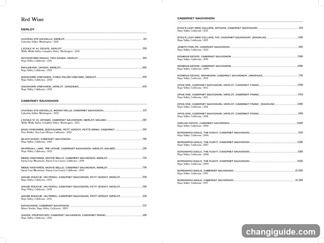 Red Wine List