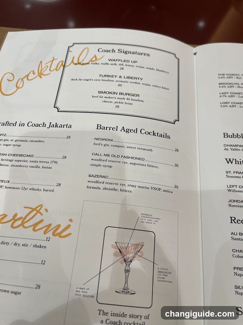 Coach Cocktails Menu