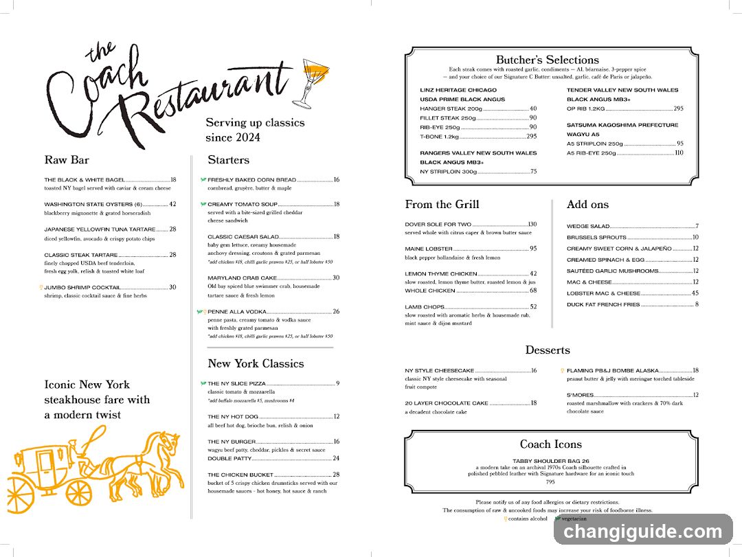 The Coach Restaurant Menu