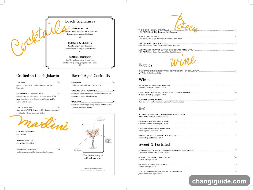 Coach Cocktails & Wine Menu