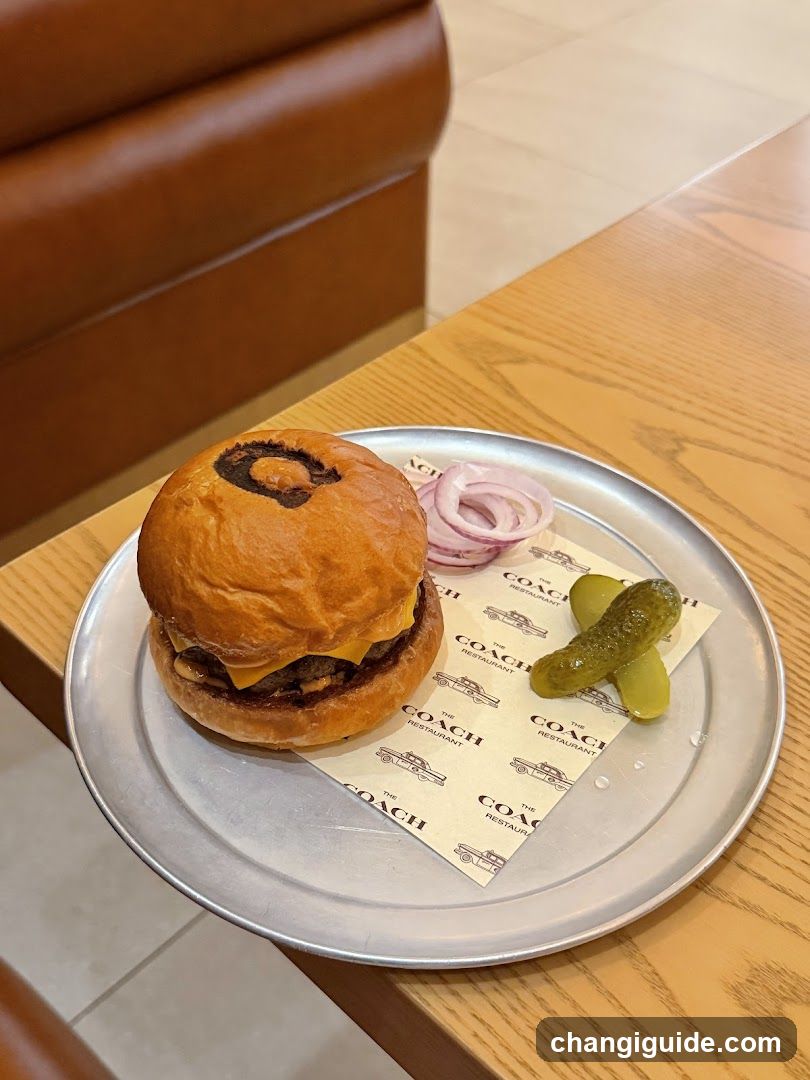 Burger on a tray at Coach Restaurant