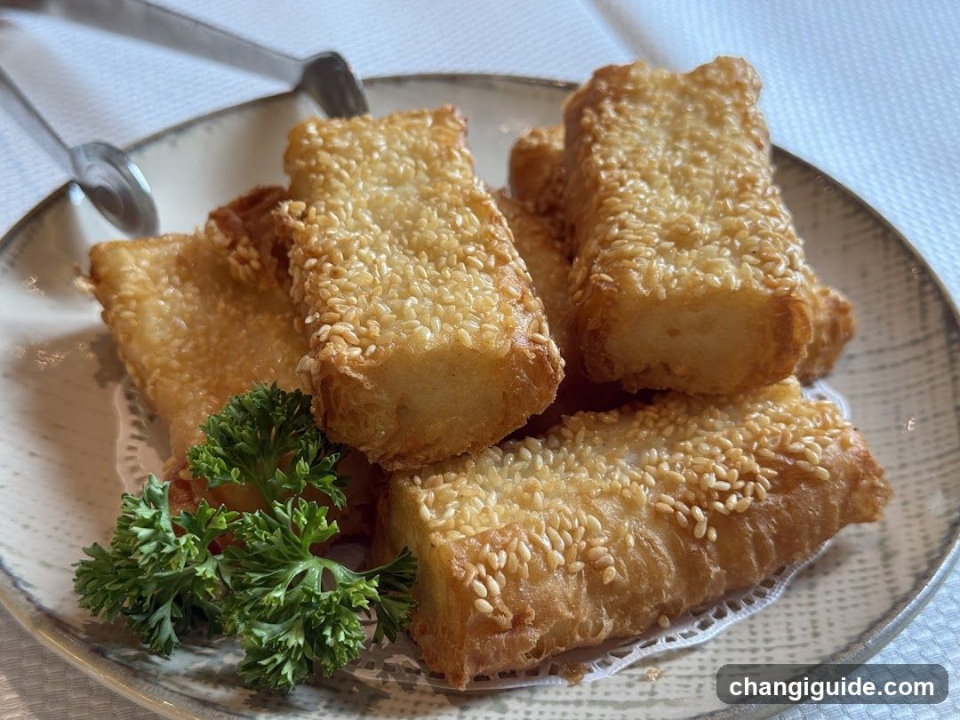 Sesame Fried Snacks with Parsley Garnish