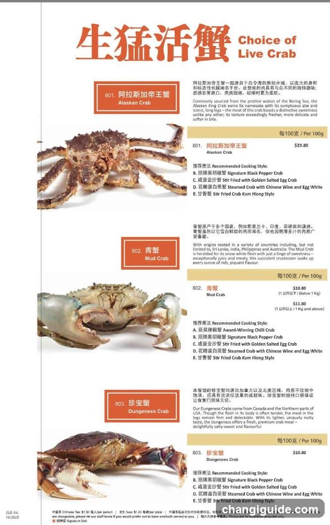 Live Crab Menu Page