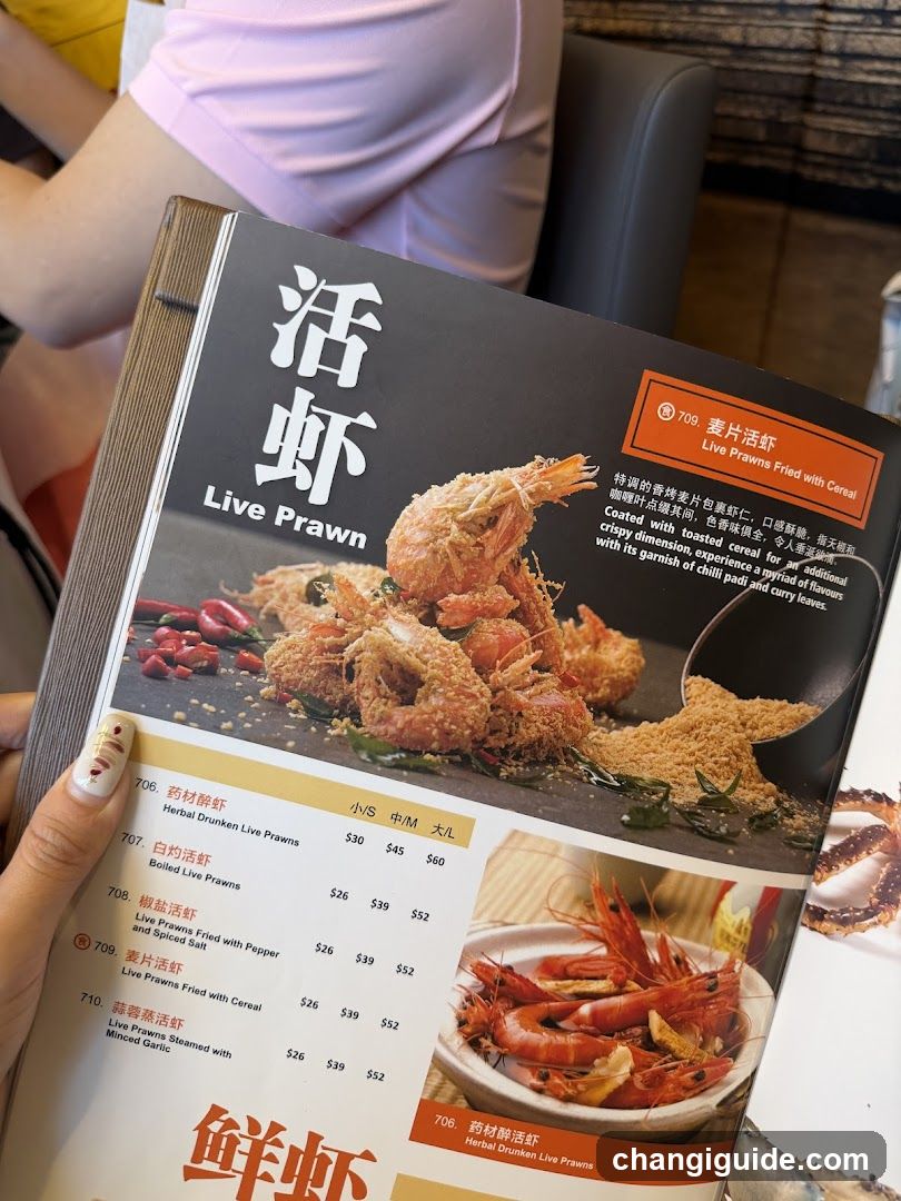Live Prawn Menu Page