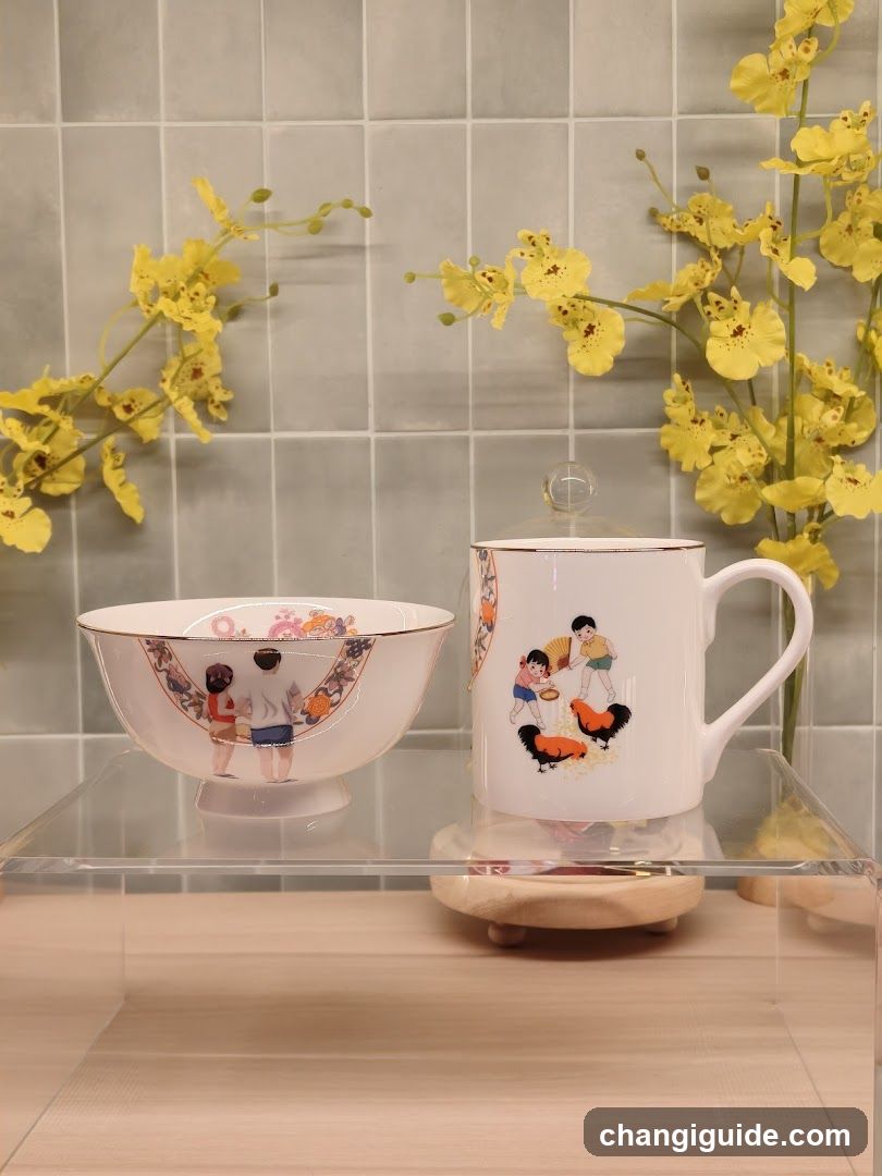 Decorative Ceramic Set with Yellow Orchids