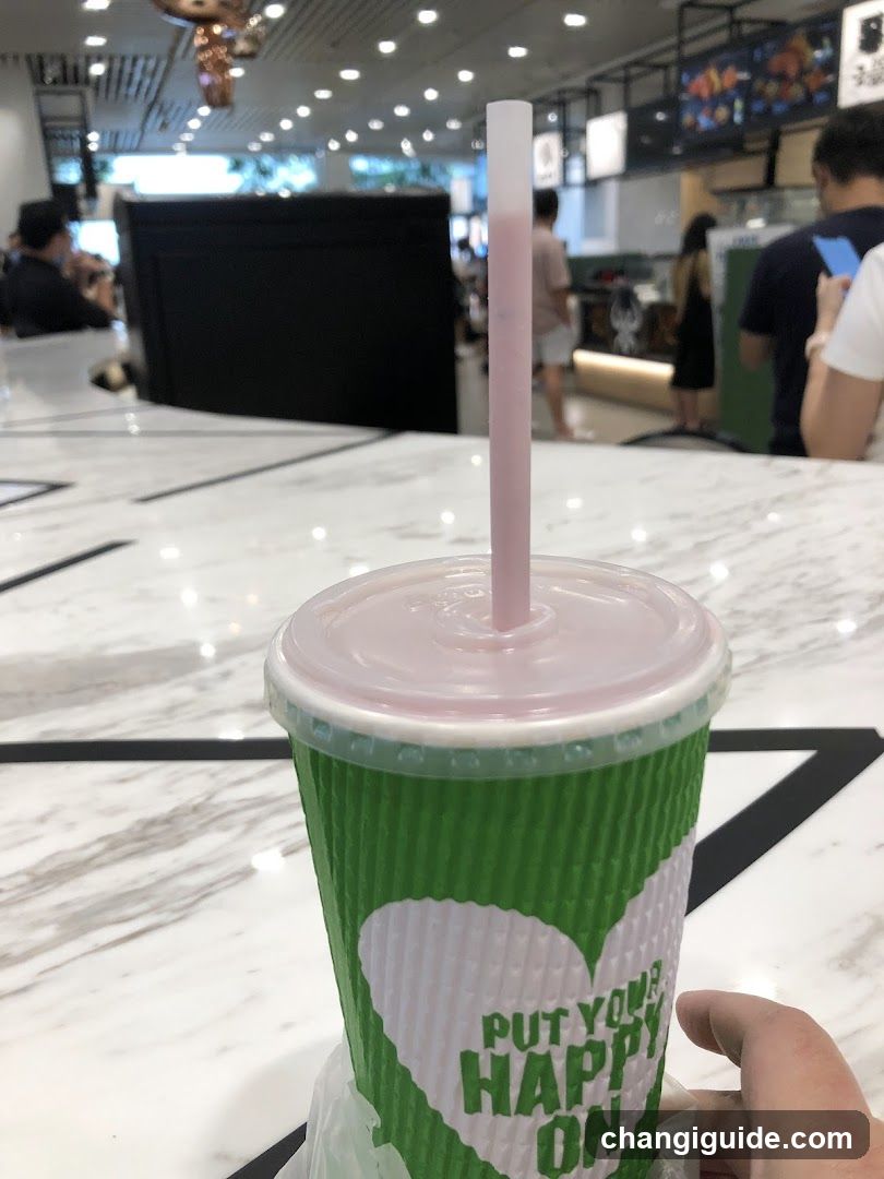 Drink in a mall food court