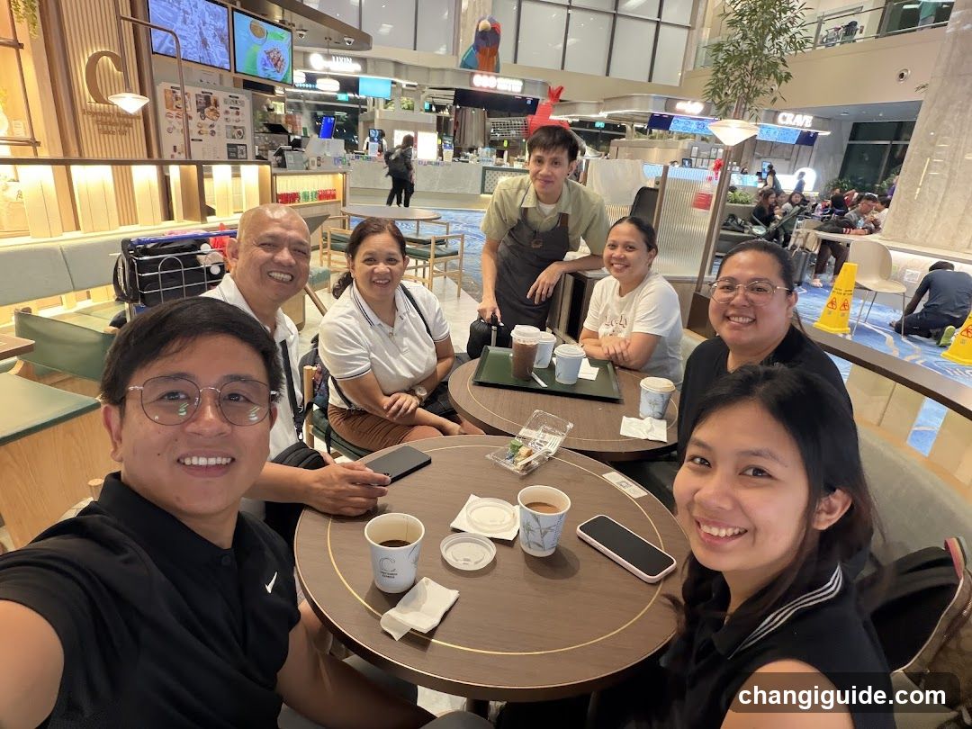Group photo in mall food court