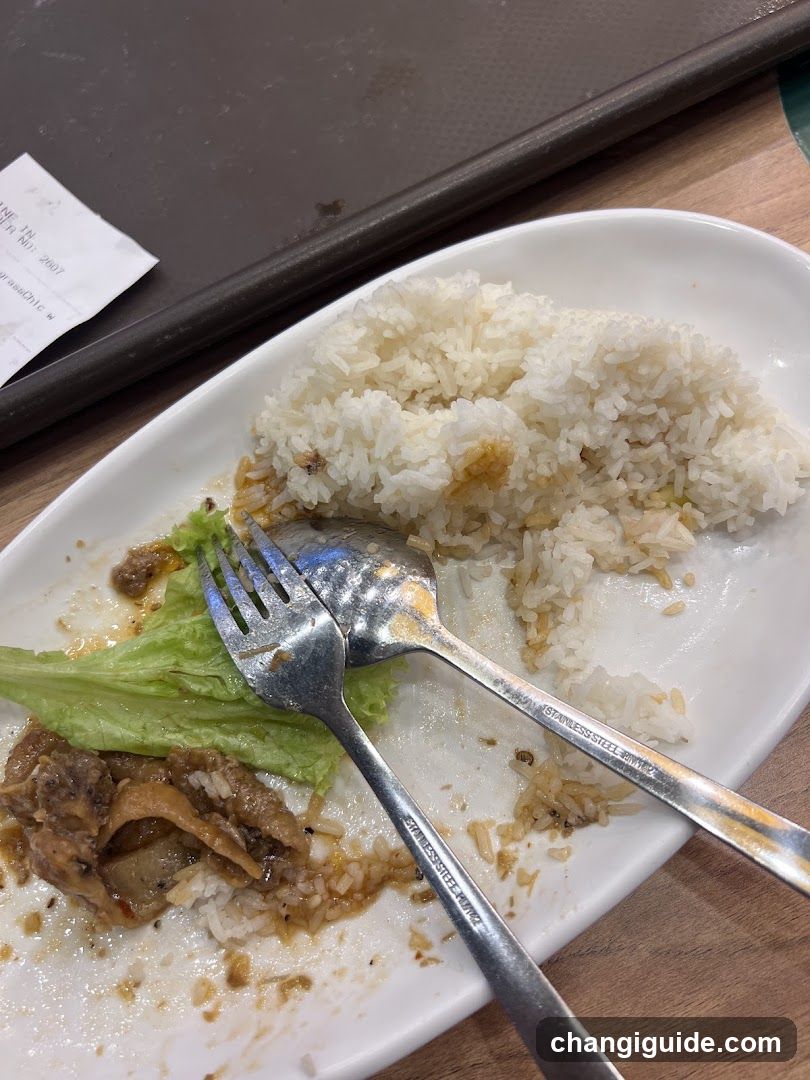 Eaten Meal with Rice and Meat
