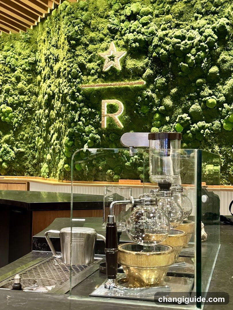 Coffee Bar Setup with Green Wall Background