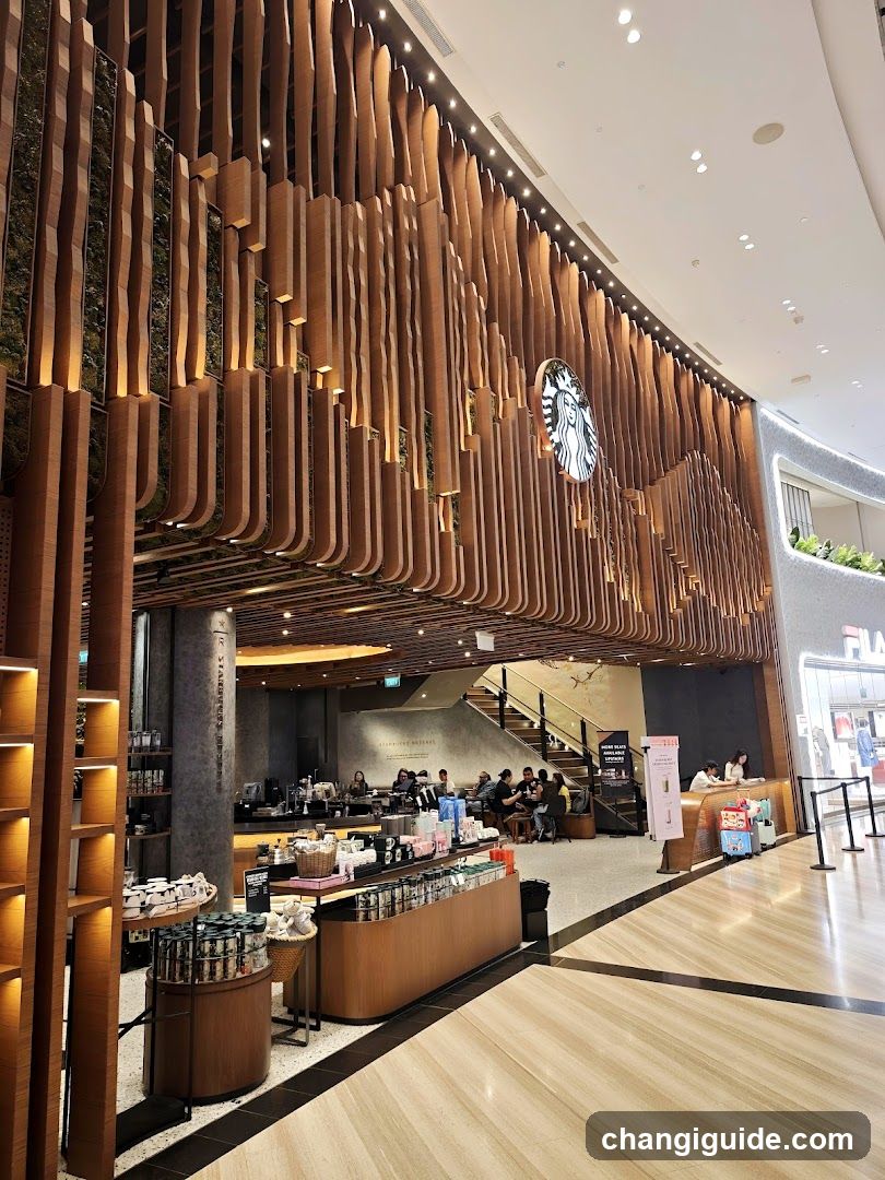 Starbucks Interior with Wooden Wall Design