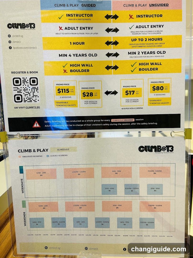 Climb3 Climb & Play Schedule and Pricing Menu