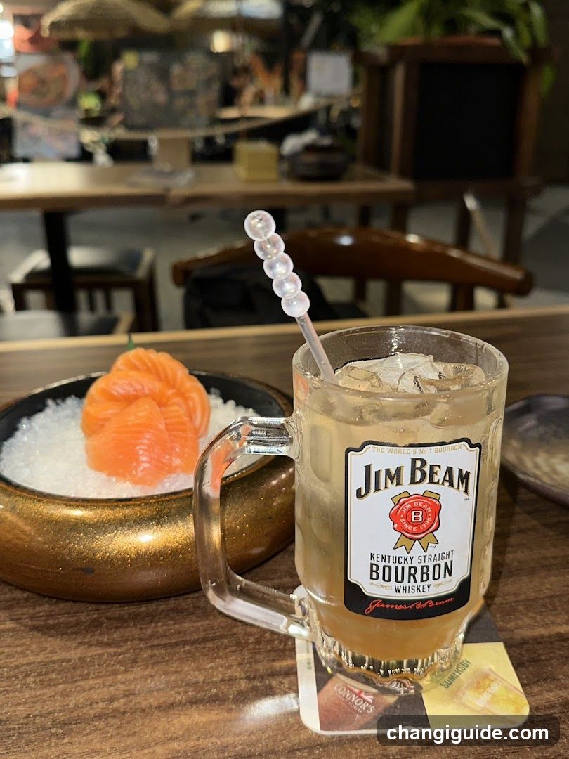 Sushi and Jim Beam Drink