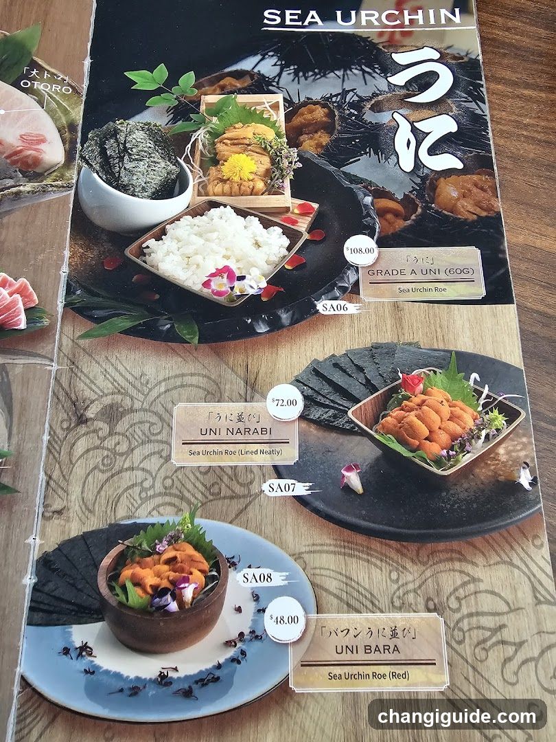 Sea Urchin Menu Page