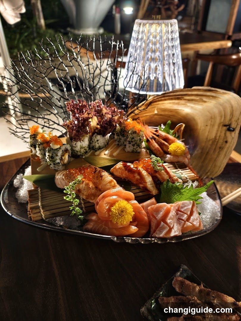 Sushi Platter with Decorative Elements