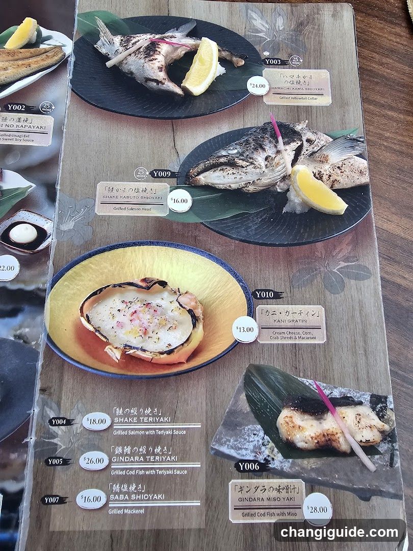Japanese Seafood Menu