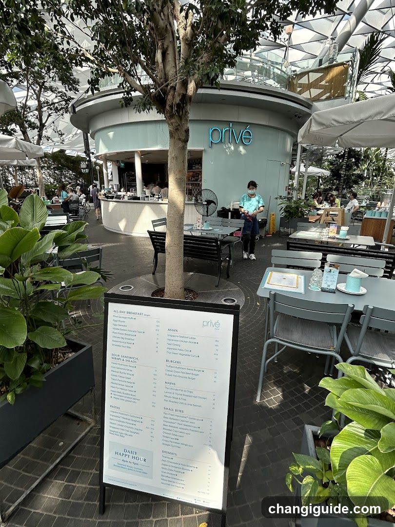 Outdoor Cafe Scene with Menu Board