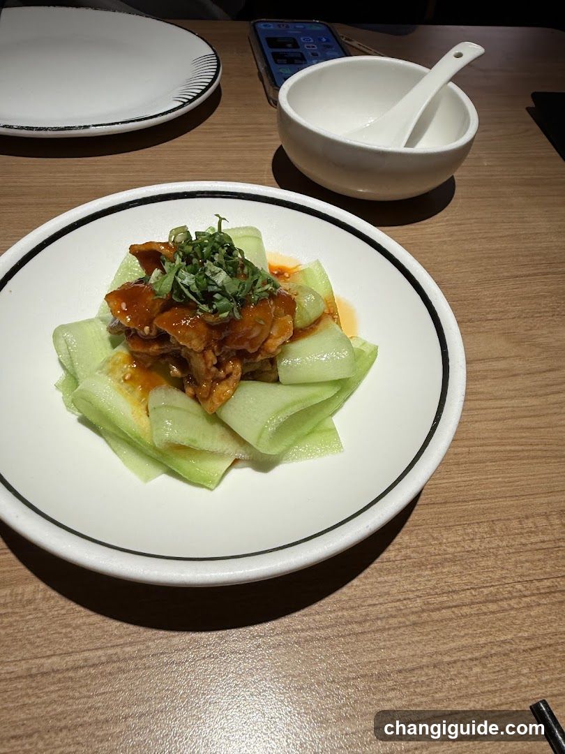Dish with Cucumber and Sauce