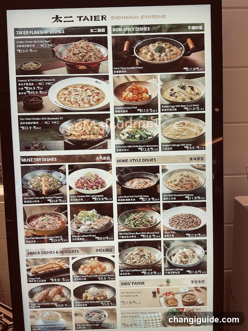 Tai Tai Sichuan Cuisine Menu Board