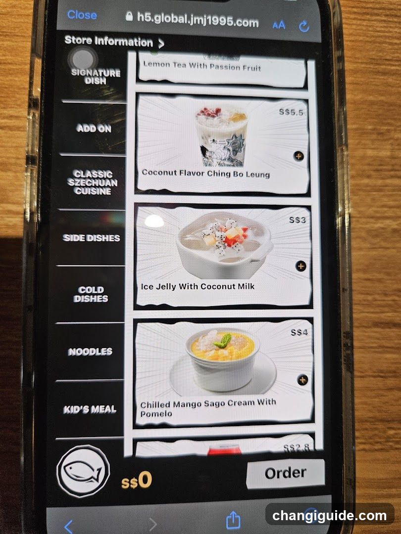 Mobile Menu Screen