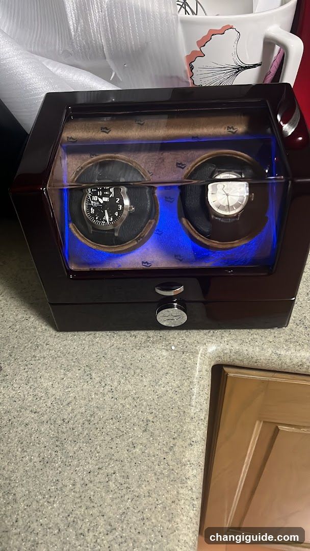 Watches in a display case