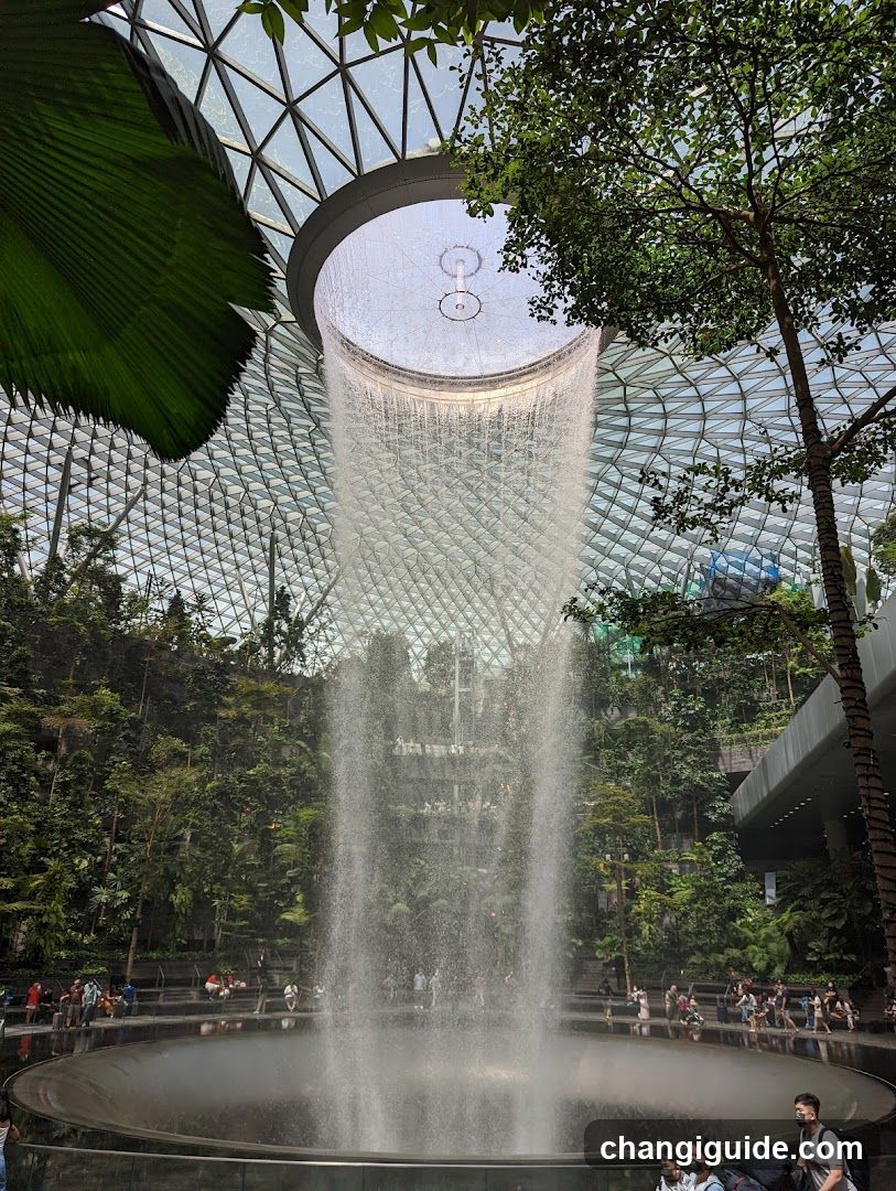 Indoor Waterfall in a Tropical Garden