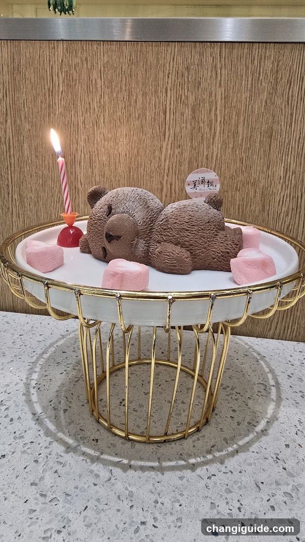 Teddy Bear Cake with Candle