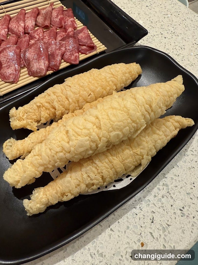 Food Display with Meat and Tempura-like Items