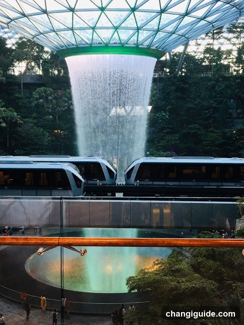 The Jewel Changi Airport Waterfall and Monorail