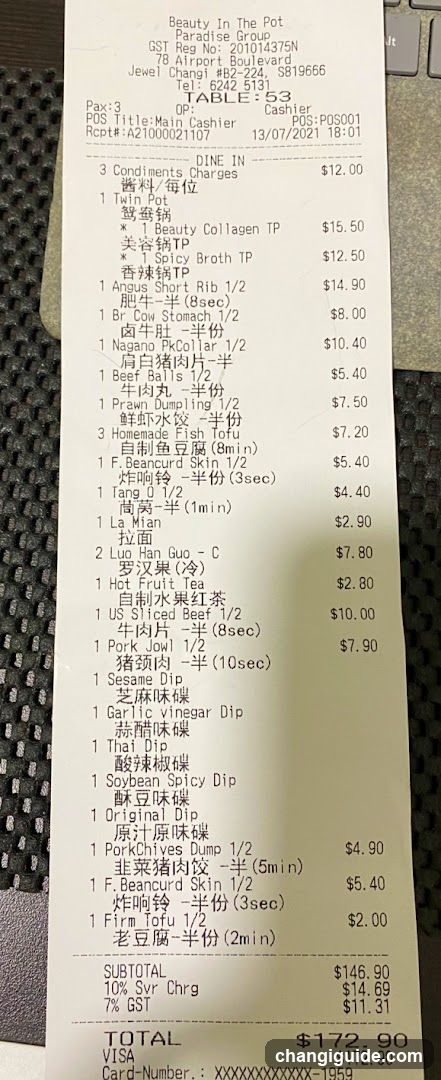 Receipt from Beauty In The Pot Paradise Group